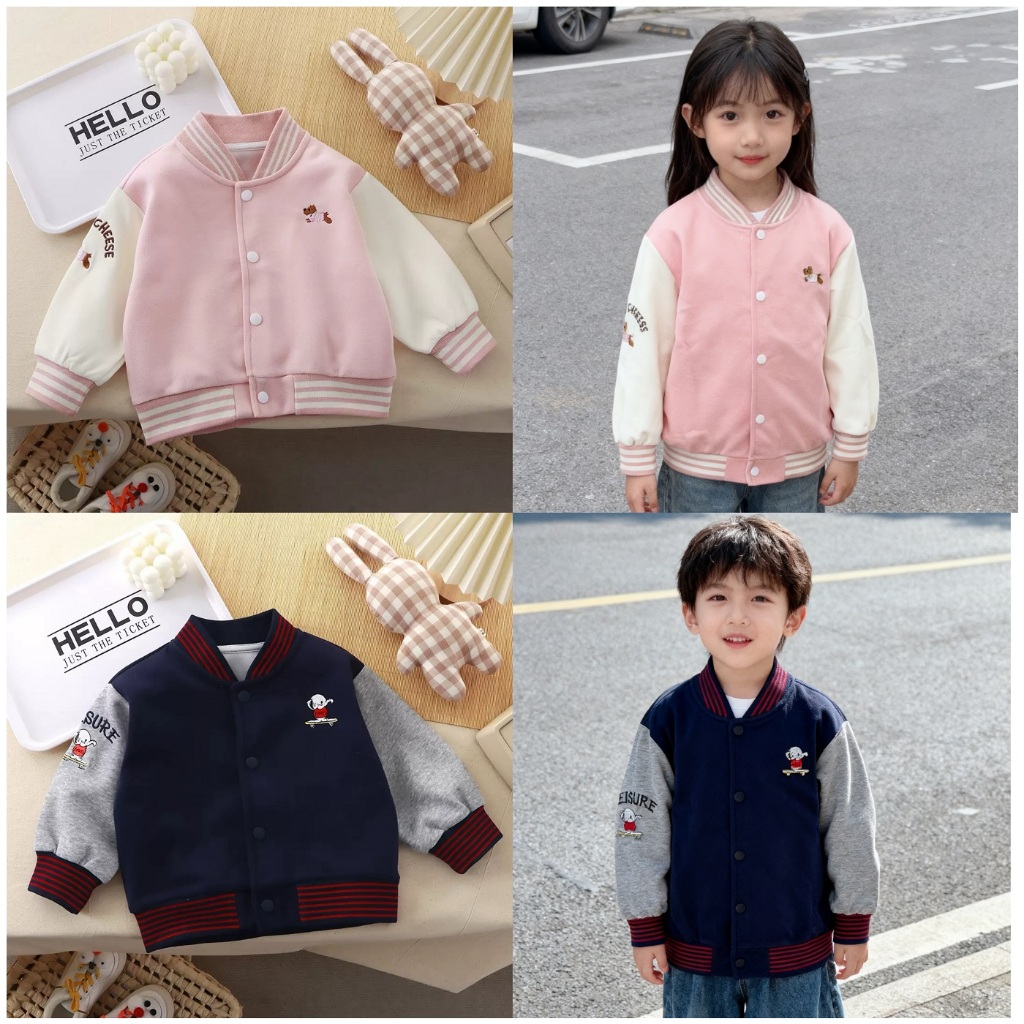 เสื้อกันหนาวทรงเบสบอล ผ้าฝ้ายผสมโพลีนิ่มๆใส่คลุมกันหนาว สินค้าพร้อมส่ง