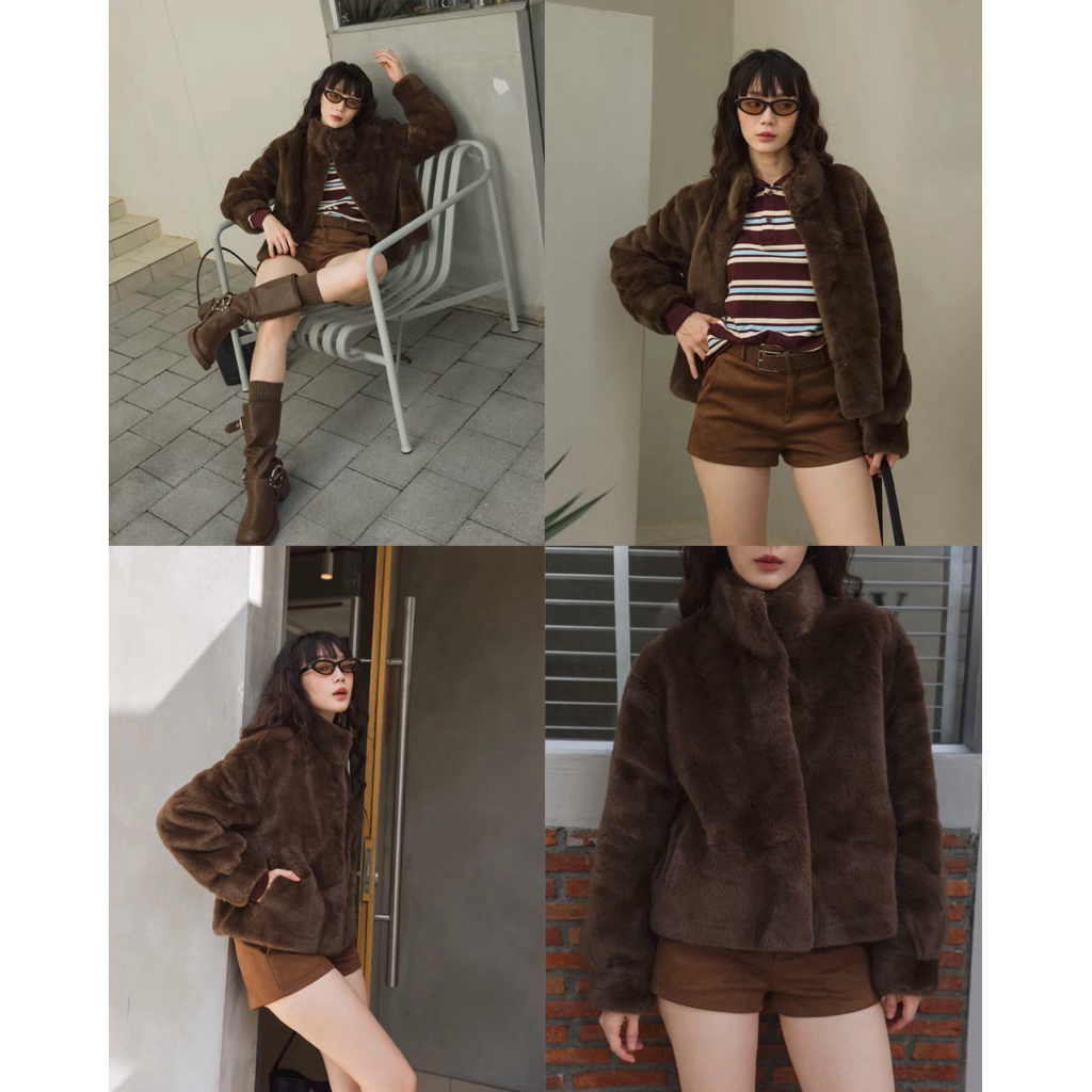 C47 Earth tone fur jacket แจ็คเก็ตขนเฟอร์นุ่มๆ / W49 Sunday Mood (เสื้อแขนยาวคอปกโปโลลายทาง)