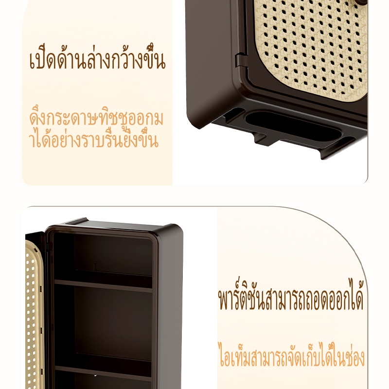 【ThaiBreeze】สไตล์วินเทจติดผนังเนื้อเยื่อกล่องเก็บฝุ่นกล่องเก็บความจุขนาดใหญ่แบ่งช่องเก็บของรายการติดตั้งง่าย - รูปที่ 6