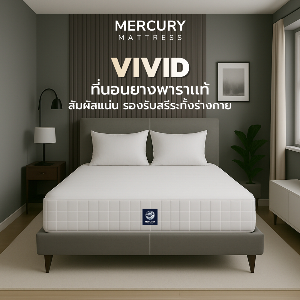 ตกแต่งบ้าน  Mercury Mattress ที่นอนยางพาราแท้ รุ่น Vivid  สัมผัสแน่น รองรับสรีระทั้งร่างกาย หายกังวลเรื่องอาการปวด ราคาพิเศษ