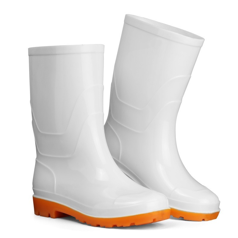 รองเท้าบู๊ทอาหารสีขาวบริสุทธิ์สูงกันน้ำกันลื่นอาหารสุขอนามัยในครัวรองเท้าบูทน้ำเอ็นเนื้อรองเท้าบูทกันฝน - รูปที่ 2