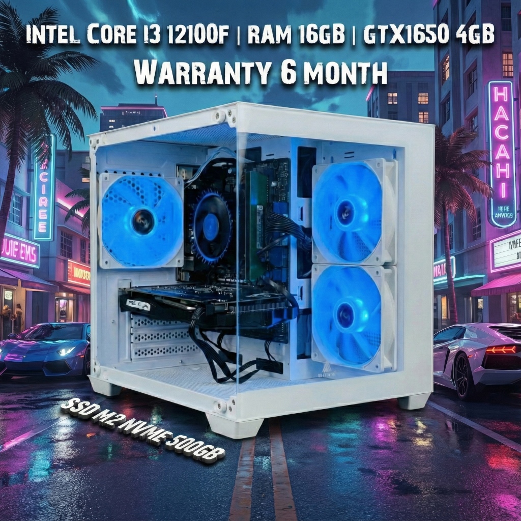 [PC Gaming] คอมประกอบมือสอง i3-12100F | GTX 1650 4GB | RAM 16GB | M.2 500GB | เคส Tsunami ขาวสวย เล่