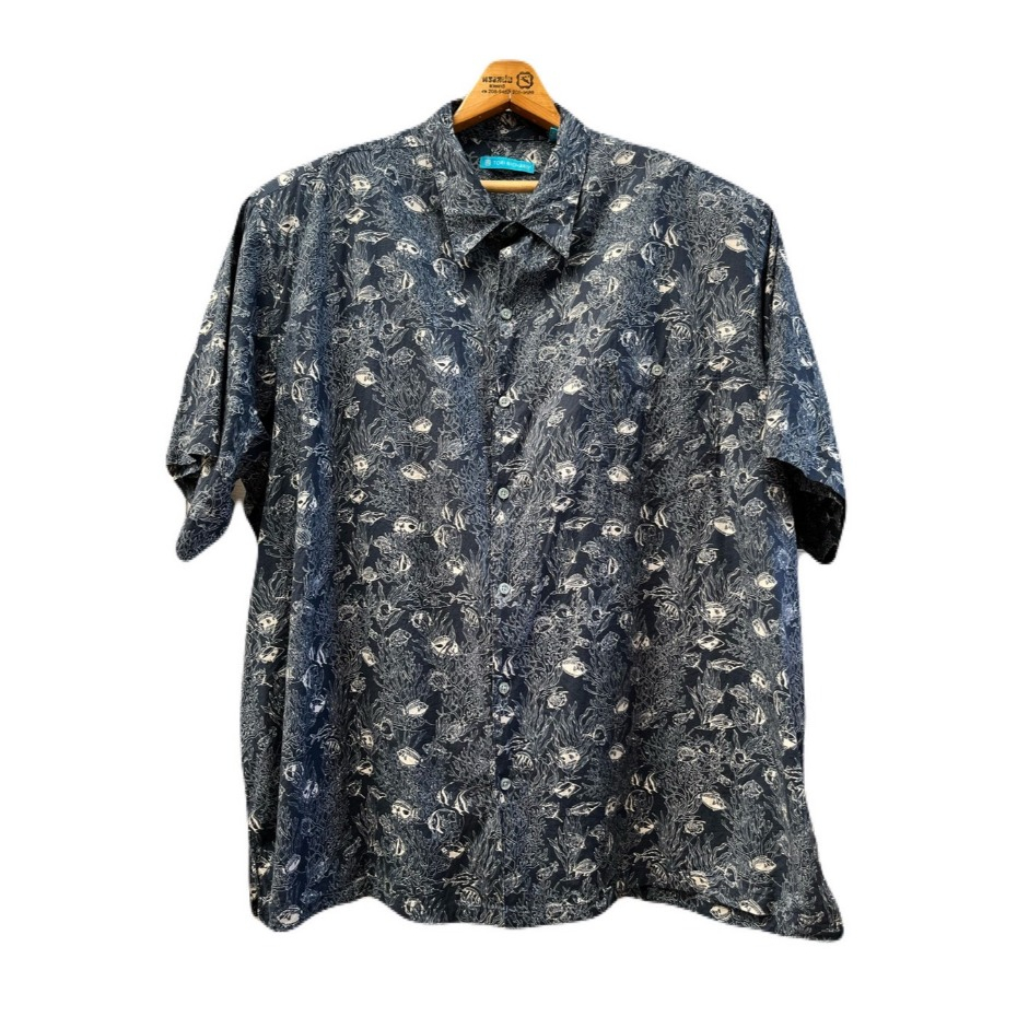 เสื้อฮาวาย อก66 ไหล่22 ยาว33 Made in Hawaii USA TORI RICHARD 100%Cotton มือสอง (S80) Big size