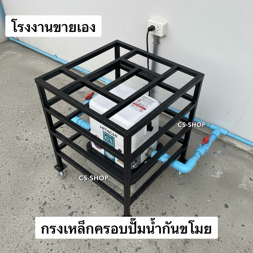 กรงเหล็กครอบปั๊มน้ำกันขโมย ✨แถมน็อตติดตั้งและแม่กุญแจ✨ เหล็กหนา กรงคลุมป้องกันปั๊มน้ำประปา ป้องกันขโมยหรืออุบัติเหตุ