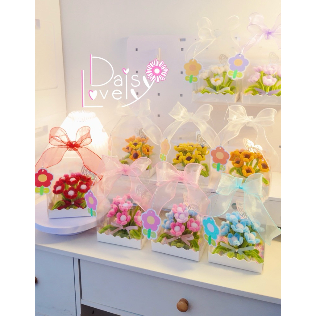 สวนดอกไม้ในกล่องของขวัญ DIY ลวดกำมะหยี่ ของขวัญสุดพิเศษ Daisy Lovely