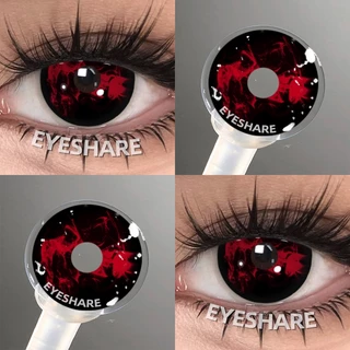 {COD} Cosplay คอนแทคเลนส์ RAVEN 14.5 มม. ลายอะนิเมะ เลนส์สีขาว / ดำ ฮาโลวีน