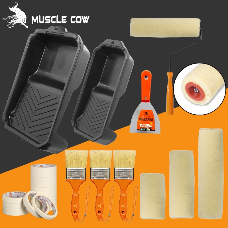 MUSCLE COW แปรงทาสีทุกชนิดของอุปกรณ์ DIY  แปรงทาสีลูกกลิ้งแปรงสแตนเลสมีดโกนความงามเทปแปรงผม