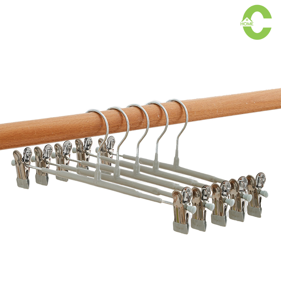 ไม้แขวนเสื้อแบบหนีบ ที่หนีบผ้าสแตนเลส pants hanger 5ชิ้น 10ชิ้น พร้อมตัวหนีบ กันน้ำ Simple Living