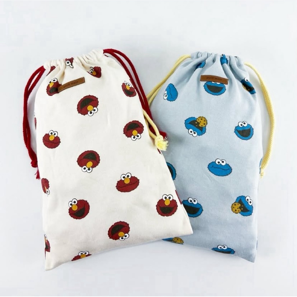 Petit main-sesame street ถุงหูรูดผ้าคอตตอนนุ่ม