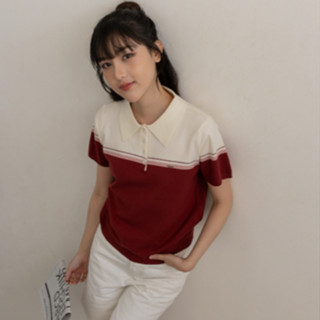 avo เสื้อโปโลคอกระดุมทูโทน lira knit polo