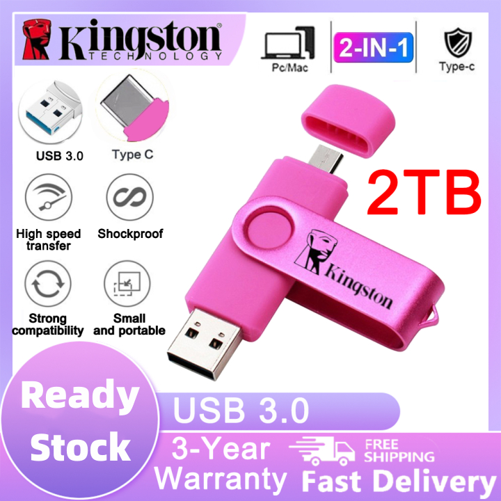 Kingston flashdeive OTG 2-in-1 แฟลชไดรฟ์ Type-C USB 3.0 1TB/2TB อินเตอร์เฟซคู่ แบบพกพา สําหรับคอมพิวเตอร์ flashdisk