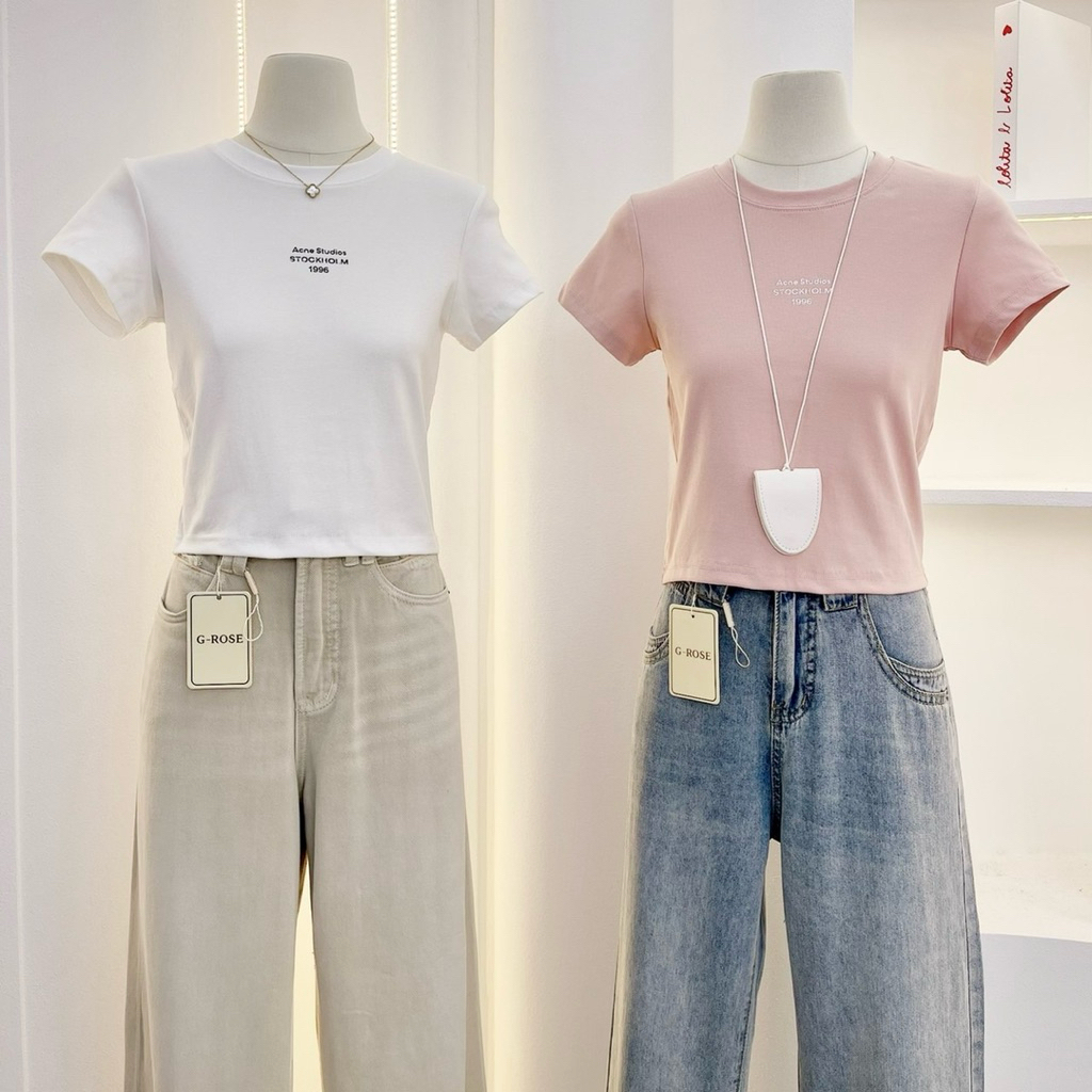 G-rose เสื้อยืดครอป สกรีนลาย