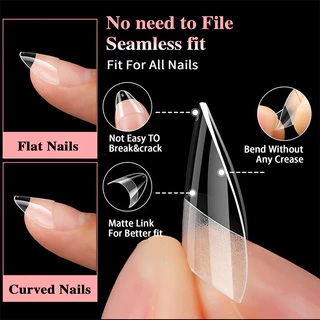 288 ชิ้นสั้นอัลมอนด์เล็บเคล็ดลับครึ่ง Matte เล็บปลอมเล็บปลอม 12 ขนาด Pre-shape เล็บใสเคล็ดลับสําหรับคลุมทั้งหมด