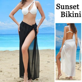 กระโปรงคลุมชุดว่ายน้ำยาว ผ้าคลุมบิกินี่แบบผูก ผ้าระบายอากาศ …