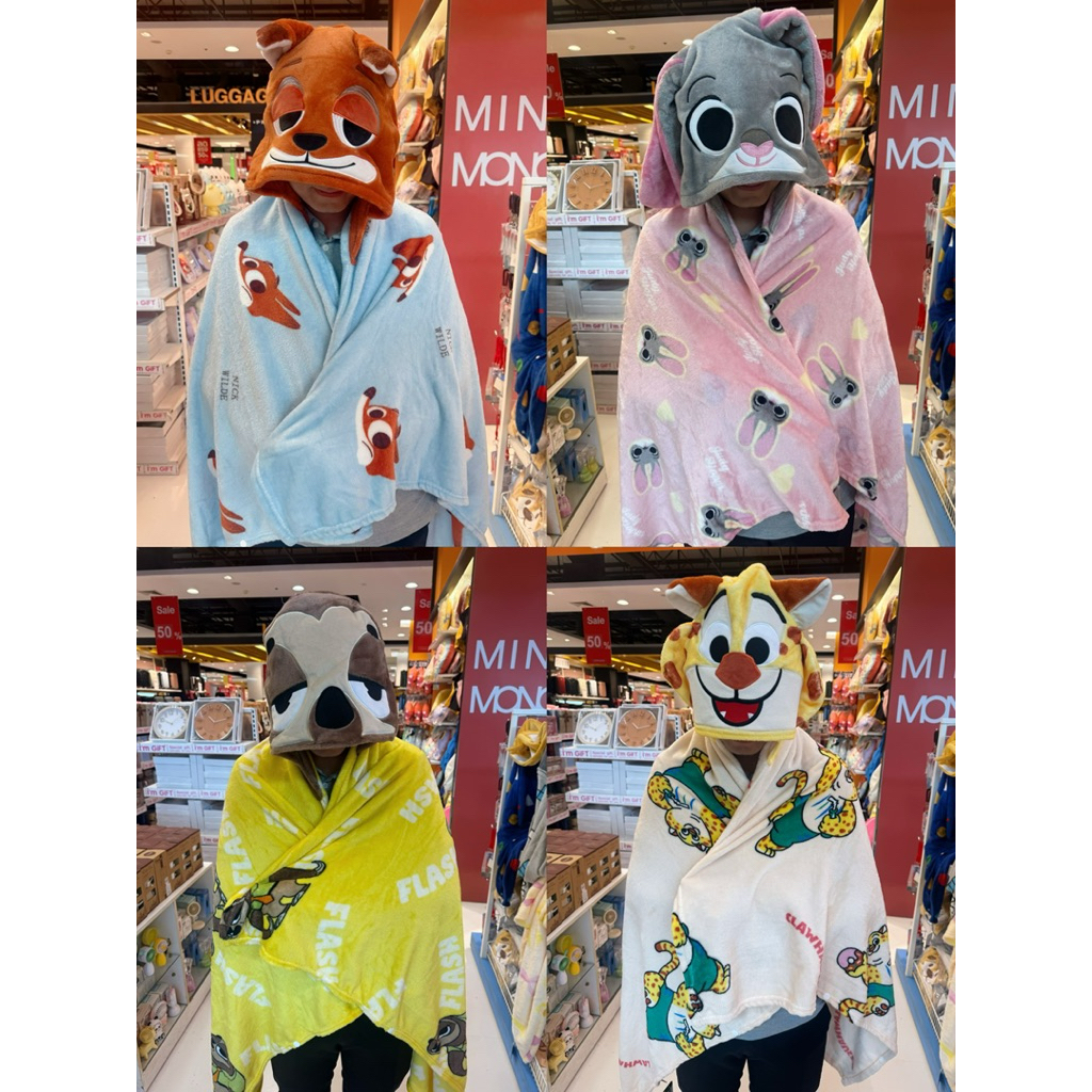 🥰พร้อมส่ง🥰มีจำนวนจำกัด❗️ผ้าห่มฮู้ด ลาย Zootopia ลิขสิทธิ์แท้ 100% Minimono