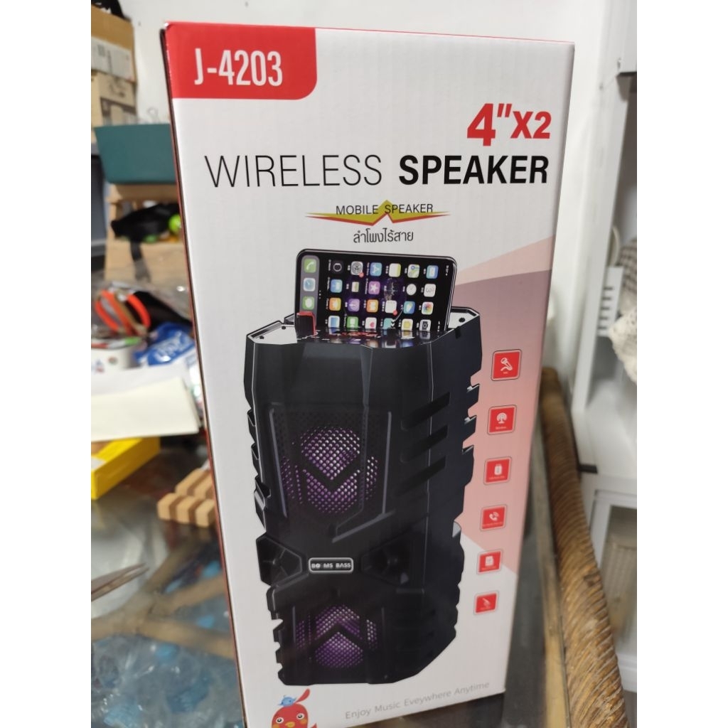 🎵 ลำโพงบลูทูธไร้สาย รุ่น J-4203 ขนาดใหญ่ เสียงแน่น เบสลึก ไฟสวย