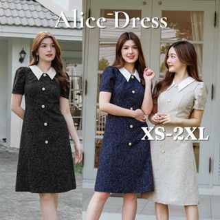 PNK017 Alice Dress✨ เดรสคอปก แขนสั้น แขนตุ๊กตา เรียบหรู เดรส…