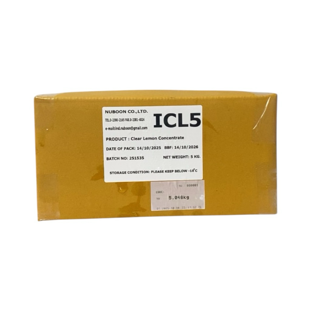 Nuboon น้ำเลมอนเข้มข้น​แท้​จาก​ธรรมชาติ​ ไม่มี​สาร​ปรุงแต่ง​ แพค 5 กก. (ICL5)