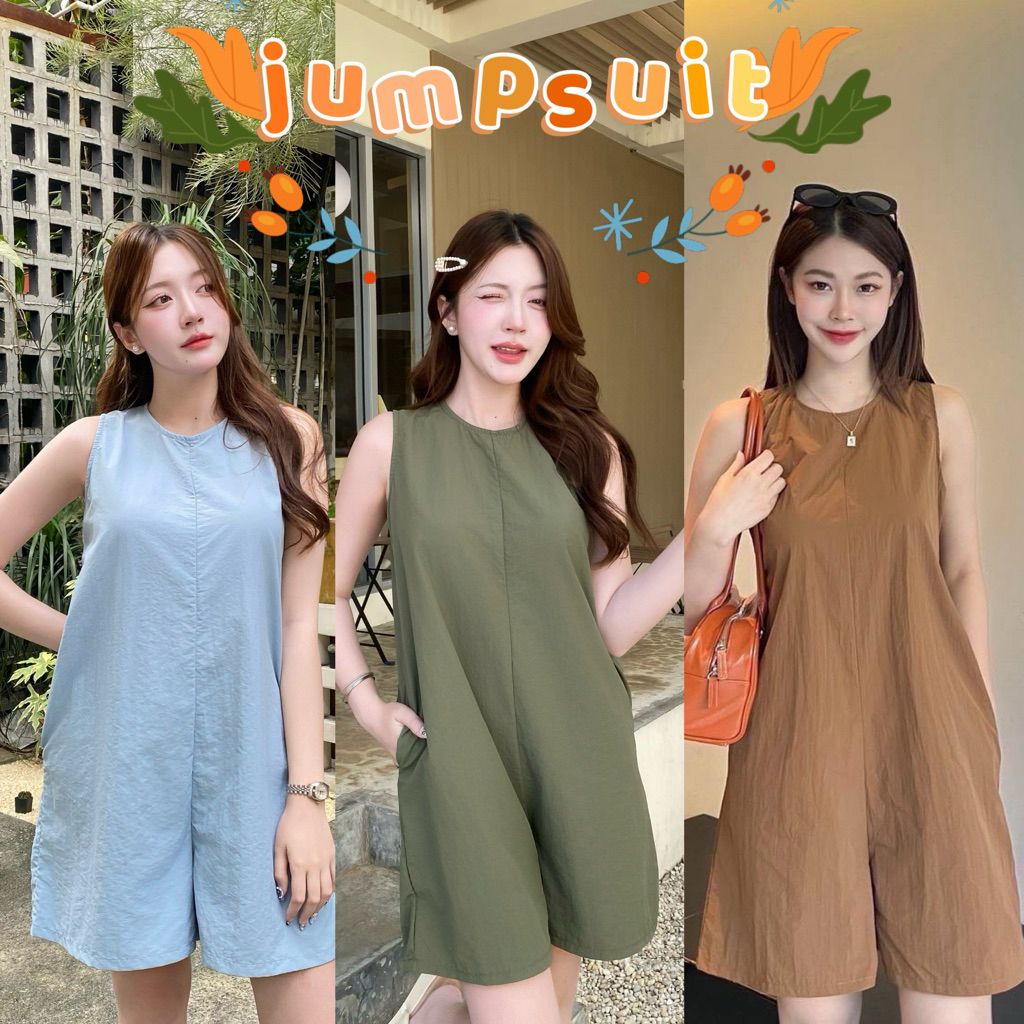 Vanila จั๊มสูทคอกลม มินิมอล สไตล์เกาหลี