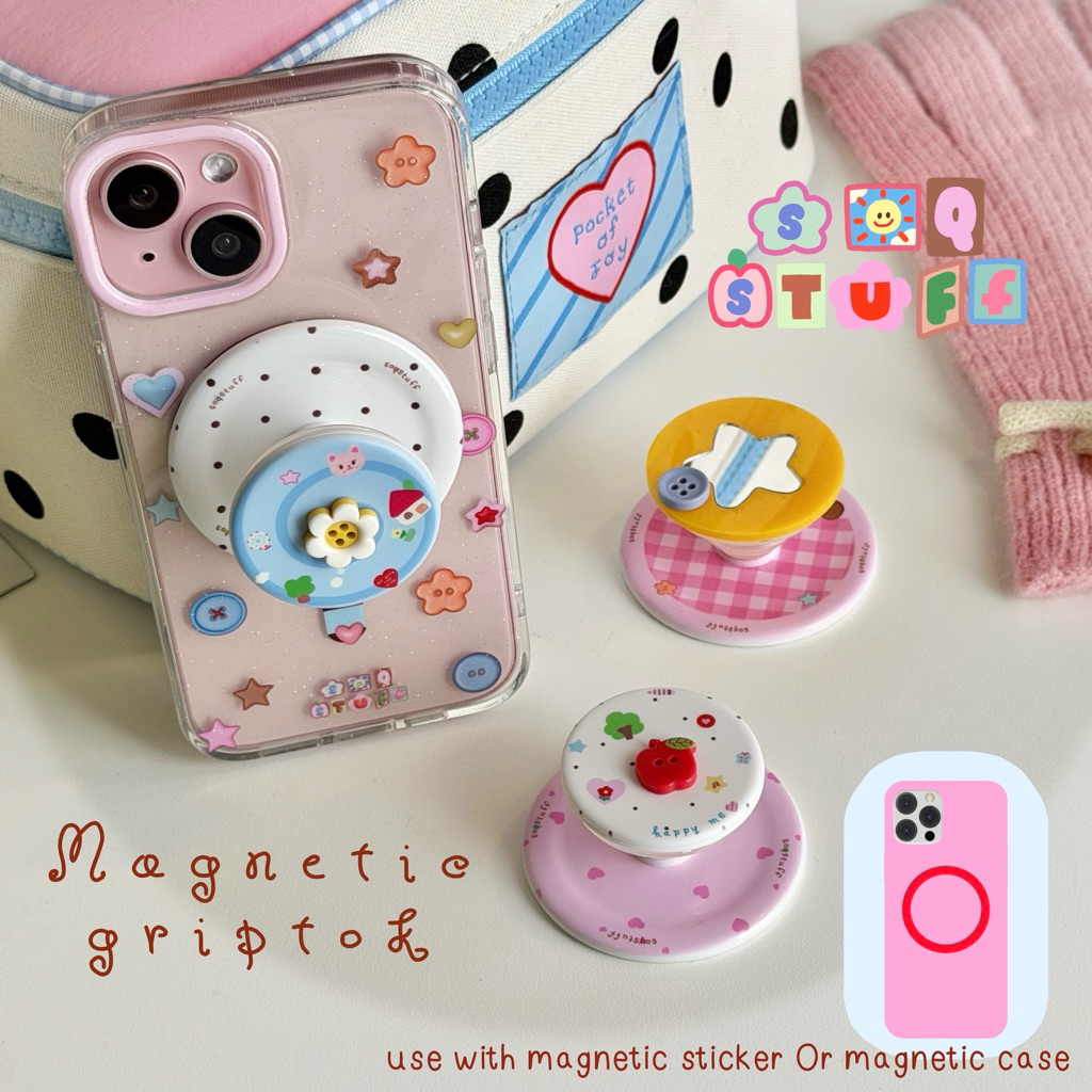 กริปตอกแม่เหล็กกระดุม (เนื้อด้าน ไม่เป็นรอย) soqstuff 🧵 ติดแน่นมาก ใช้กับเคสแม่เหล็กเท่านั้น🩷