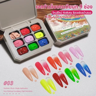 Nawoelite สีเล็บเจล เจลทาเล็บ สีทาเล็บเจล จลทำเล็บคัลเลอร์เพ้นท์ 9 สี เพ้นท์สีง่ายได้ในหนึ่งปาด