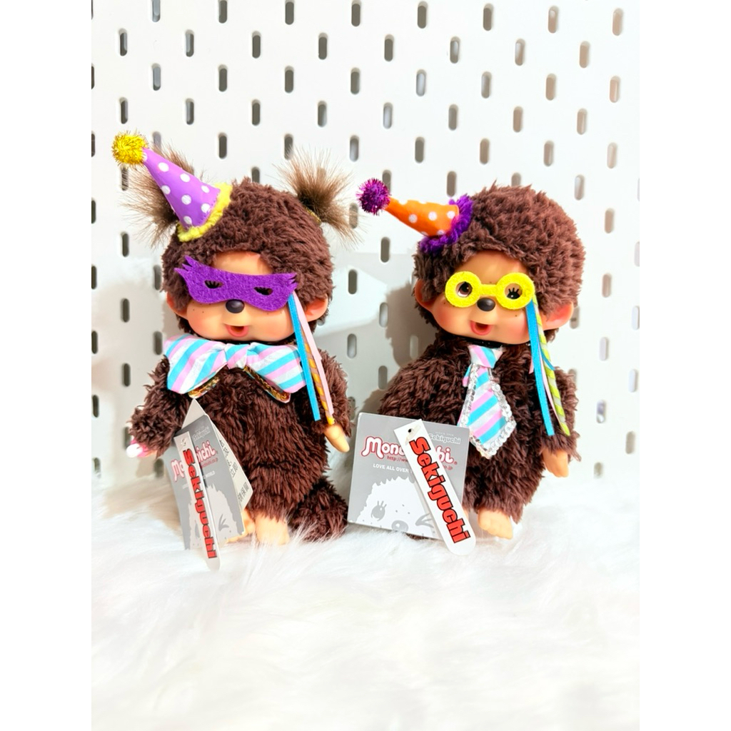 พร้อมส่ง]Monchhichi คู่ ตุ๊กตาม่อนชิชิ 10th anniversary xoxo ไซส์ S  ของแท้100% ป้ายครบ!!