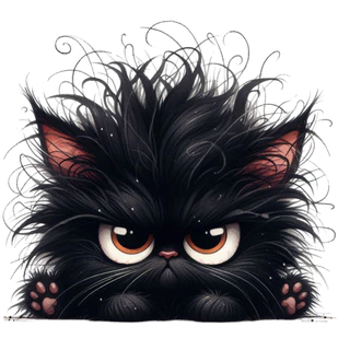 ตัวรีดติดเสื้อ แมวดำขี้งอล 159 F.368 Grumpy Black Cat