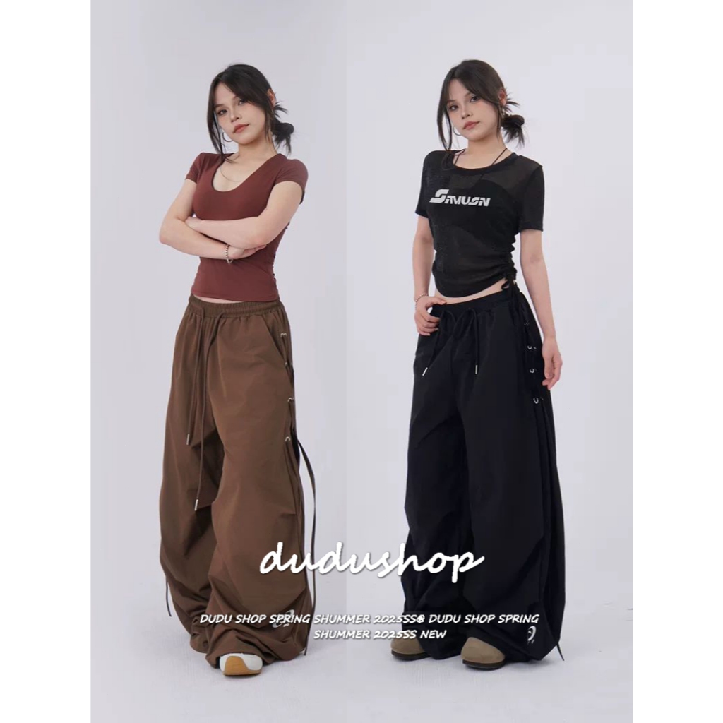 [Deformable dance wide-leg pants]กางเกงขากว้างสไตล์แจ๊สแดนซ์สำหรับผู้หญิงสไตล์ย้อนยุคสไตล์อเมริกัน
