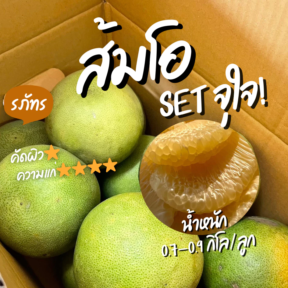 [พร้อมส่ง SETรสจัดจุใจ] ส้มโอ ผิวไม่สวย ขรุขระ ขาวใหญ่ ขาวน้ำผึ้ง ทองดี รสเข้ม รับประกันเนื้อ 7-9/ลูก ขีด