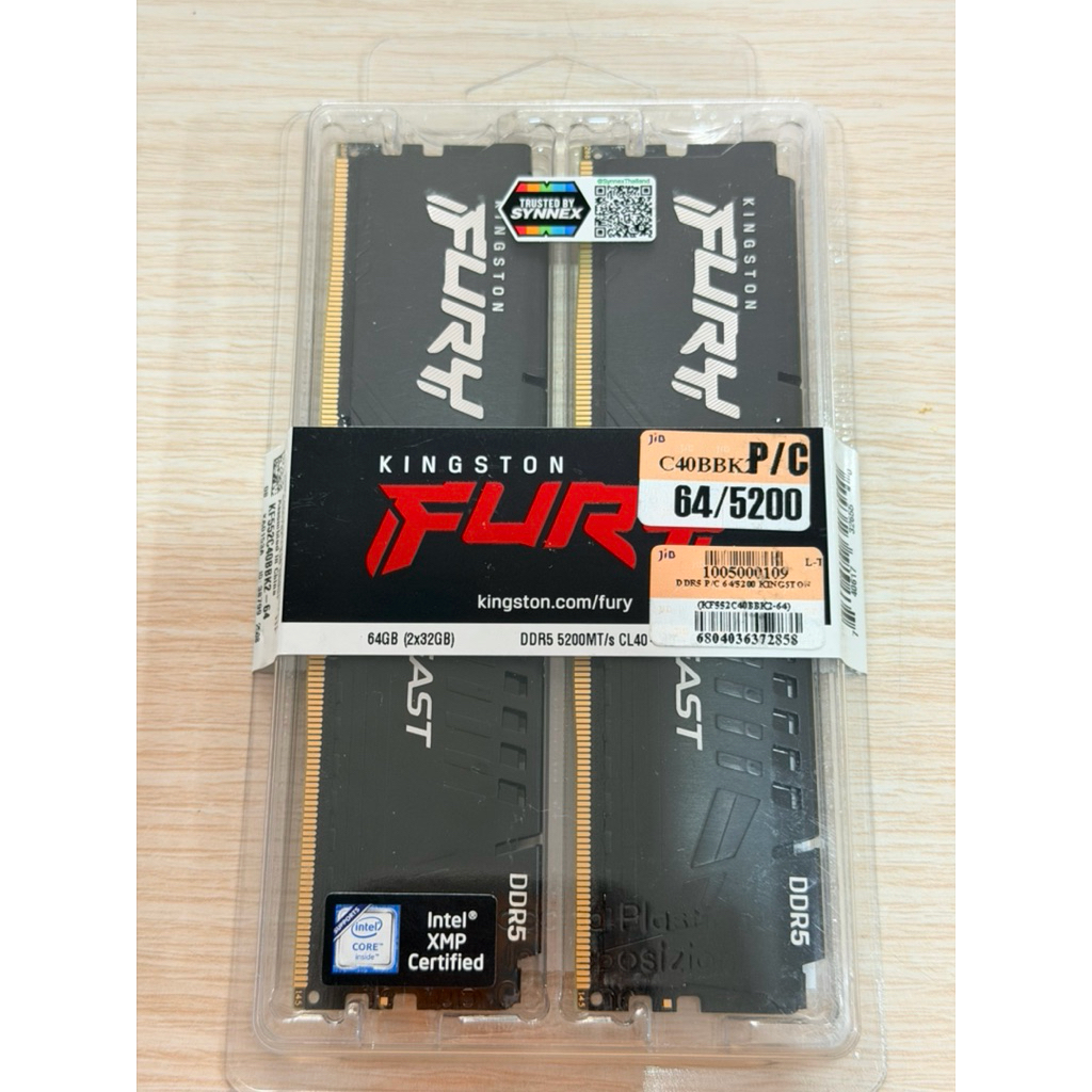 Ram ddr5 64Gb(32x2) KINGSTON FURY BEAST DDR5 มือ1 ประกันไทย