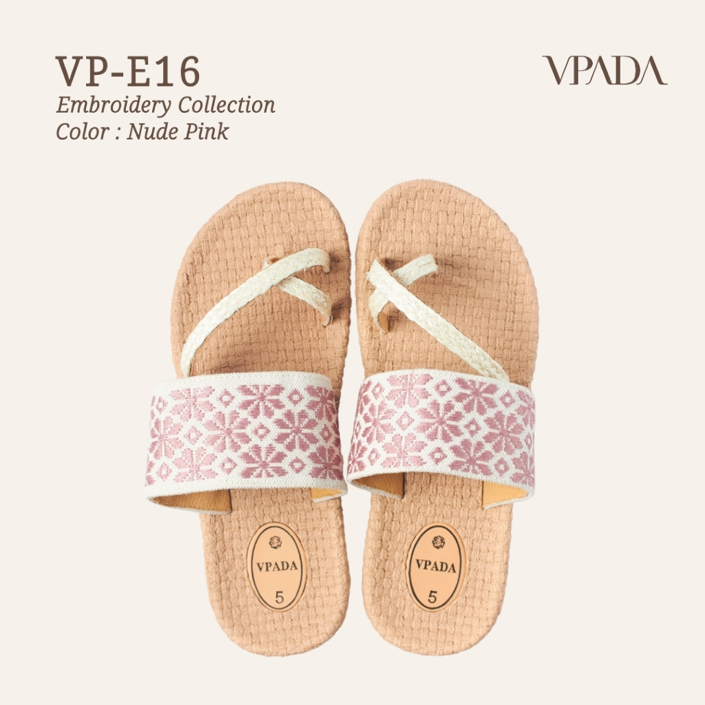 Vpada_sandals_VP-E16 Embroidery Collection รองเท้าแตะชายหาดแบน รองเท้าแตะแฟชั่น