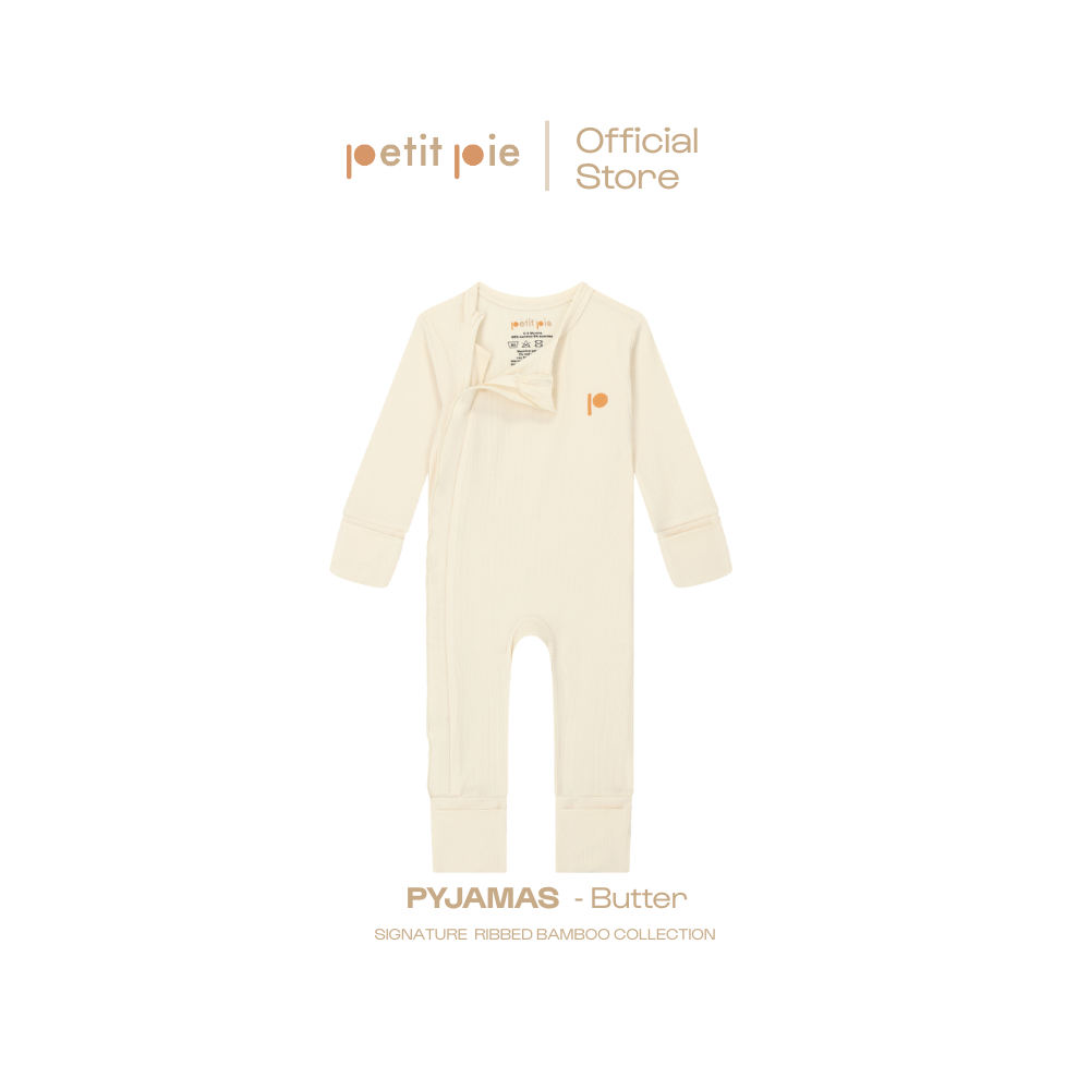 Ribbed Sleepsuit - Butter ชุดนอนซิปใยไผ่ธรรมชาติ ผ้าเส้นนูนสลับร่อง ระบายอากาศได้ดี รับรองโดย OKEO-TEX