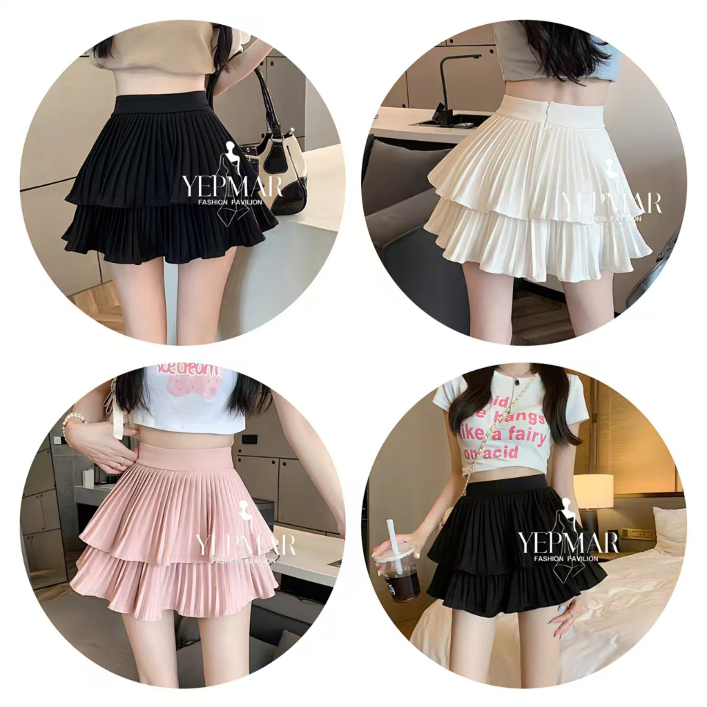 พร้อมส่ง กระโปรงเอวสูง ผ้าพลีท จีบรอบตัวมีซับในบางๆ Clothing ผู้หญิง