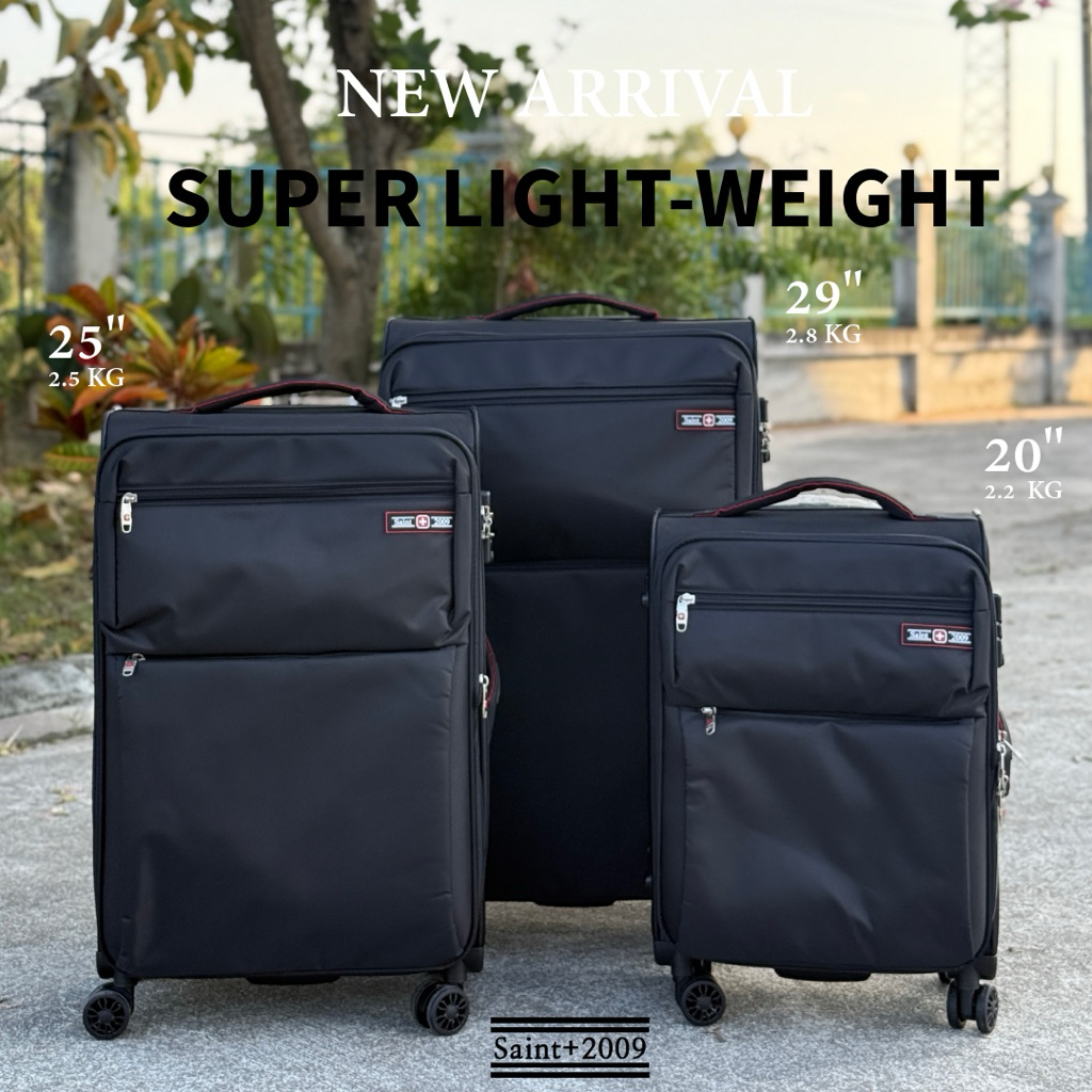 SAINT+2009 กระเป๋าเดินทางผ้าNylonกันน้ำ Super Light-Weight เบาสุด 2.2 กิโล ล้อคู่ ซิป2ชั้น คันชักอะลูมิเนียม กุญแจ TSA