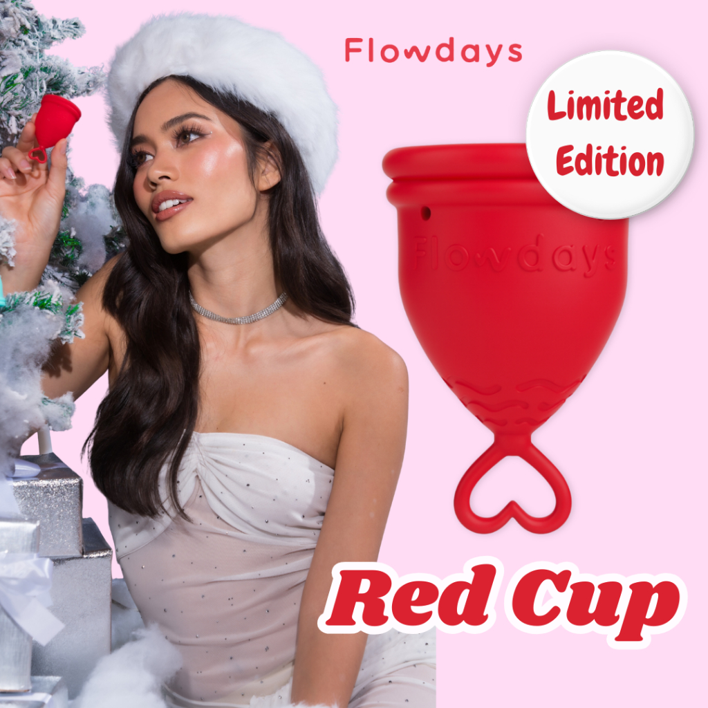 (Limited Edition) ถ้วยอนามัย FlowDays  สีแดง เลือกไซซ์ได้ ใช้งานง่าย สบาย ใช้ซ้ำได้