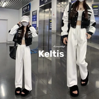 Keltis กางเกงวอม ขากระบอกใหญ่ ผ้าหนานุ่ม ป้ายK #815