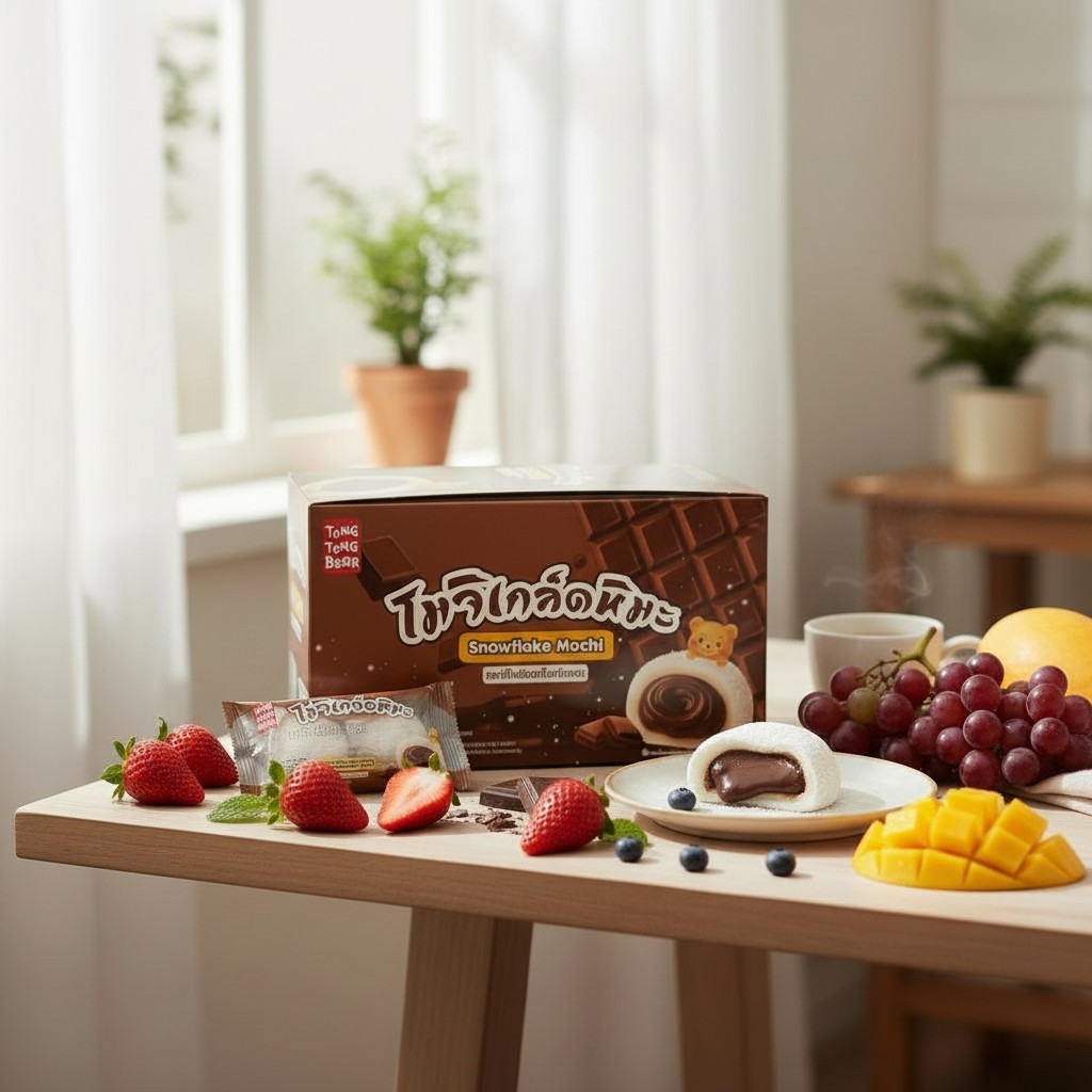 เซ็ท 2 แถม 1  โมจิเกล็ดหิมะสอดไส้ช็อกโกแลต ตรา ตังตังแบร์   (ขนาด 480 กรัม/กล่อง ) - รูปที่ 2