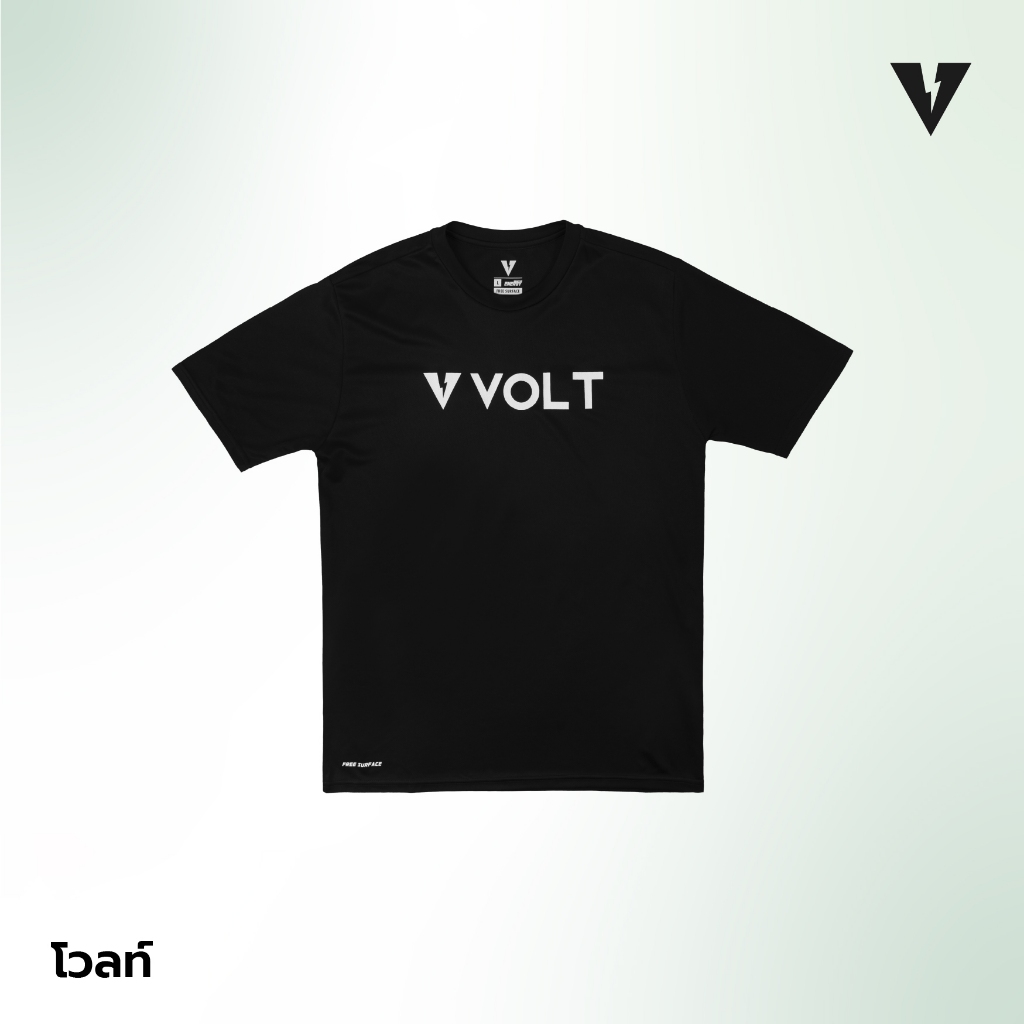 VOLT เสื้อยืดสปอร์ต สกรีนลาย สีดำ MOMENTUM 005 BLACK ระบายอากาศดี เสื้อกีฬาแห้งไว
