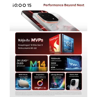 iQOO 15 (12+256G, 16+512G) ไอคูล OriginOS 6 | Snapdragon® 8 Elite Gen 5 + Q3 Chip