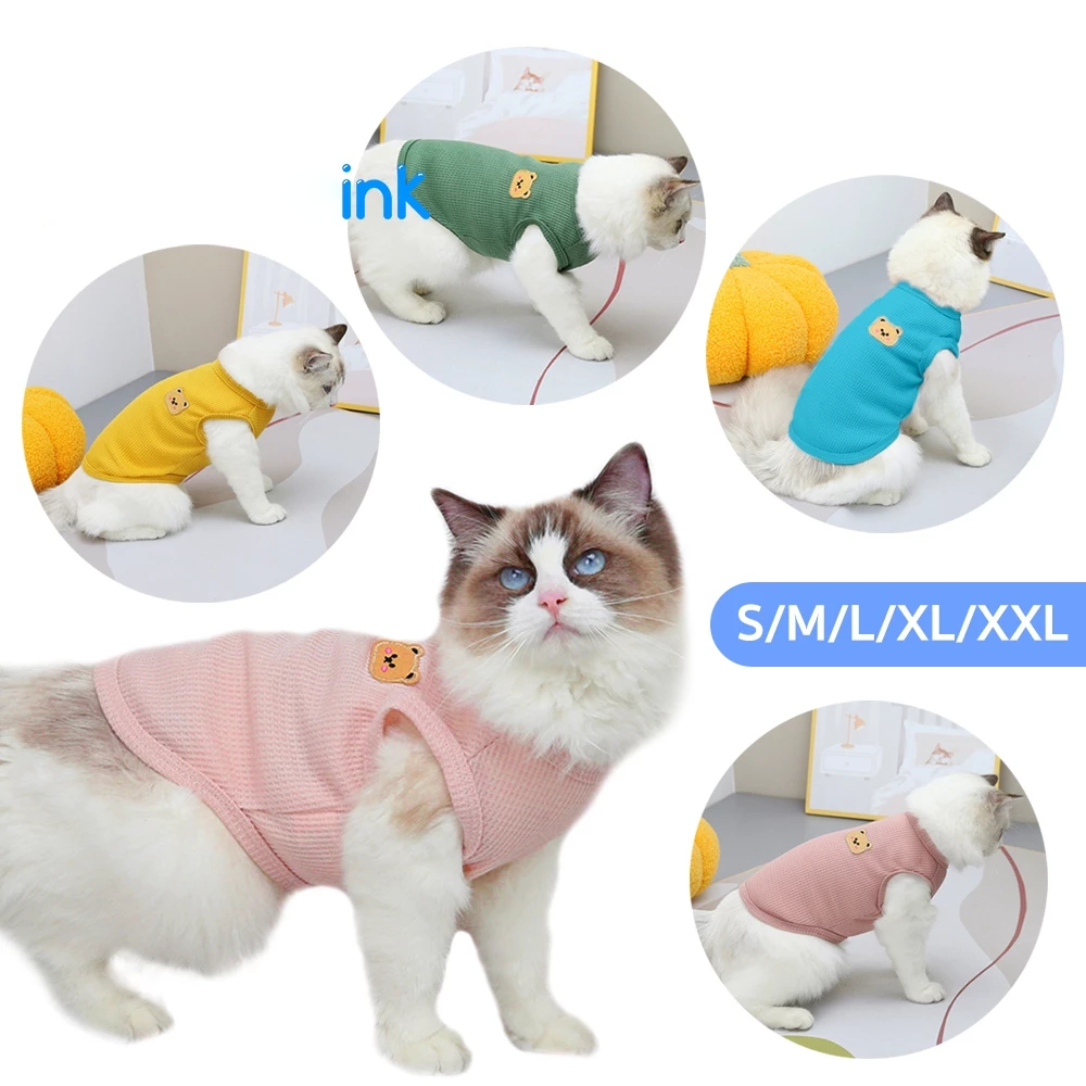 เสื้อผ้าสัตว์เลี้ยง เสื้อกั๊ก แบบบาง ระบายอากาศได้ดี ลายหมีน่ารัก สําหรับสุนัข แมว