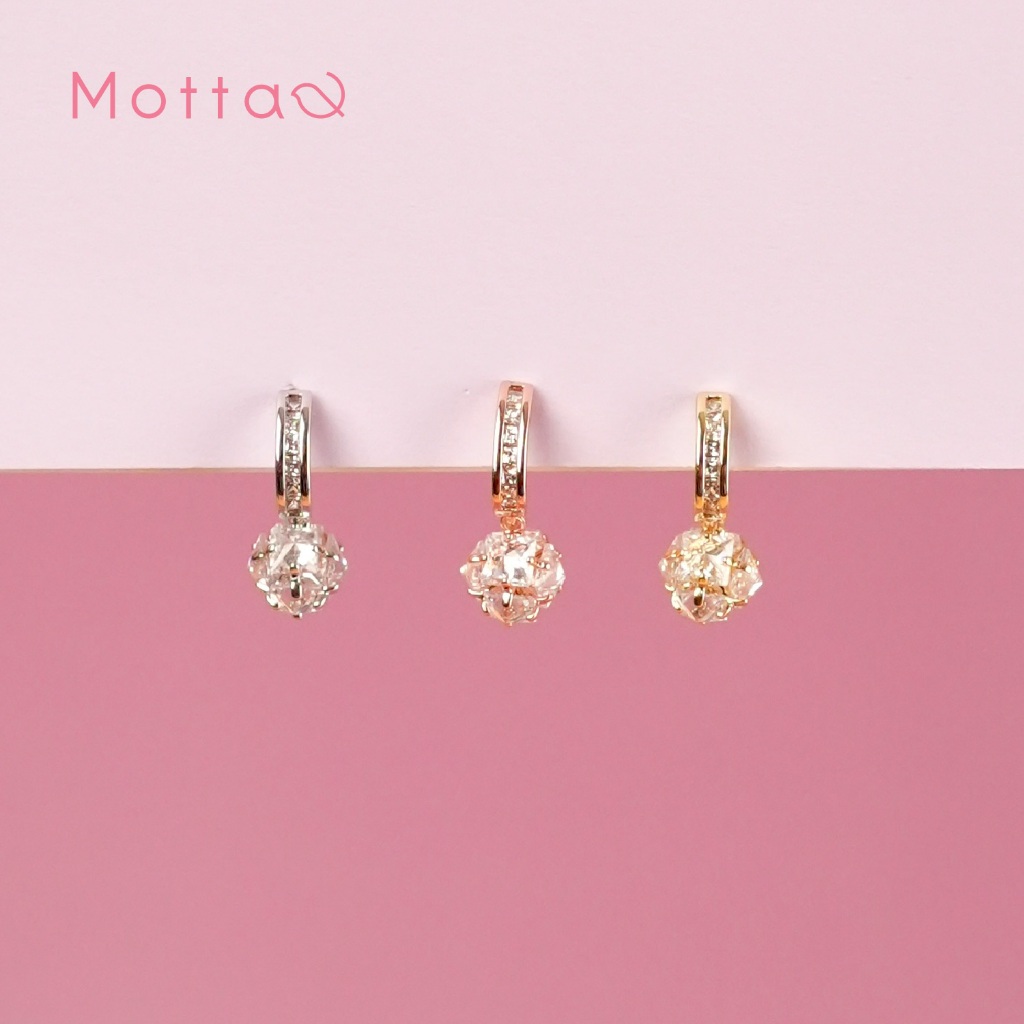 Motta Earring ต่างหูติดหูชุบทองคำขาวเพรชดีไซน์สวย ไม่ซ้ำใคร