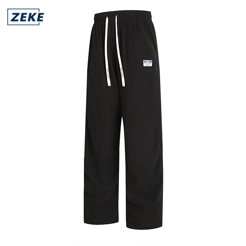 ZEKE B0026 กางเกงขายาวผ้าลูกฟูกสำหรับผู้ชาย ดีไซน์อเนกประสงค์และลำลอง มีกระเป๋าและเชือกผูกเอว