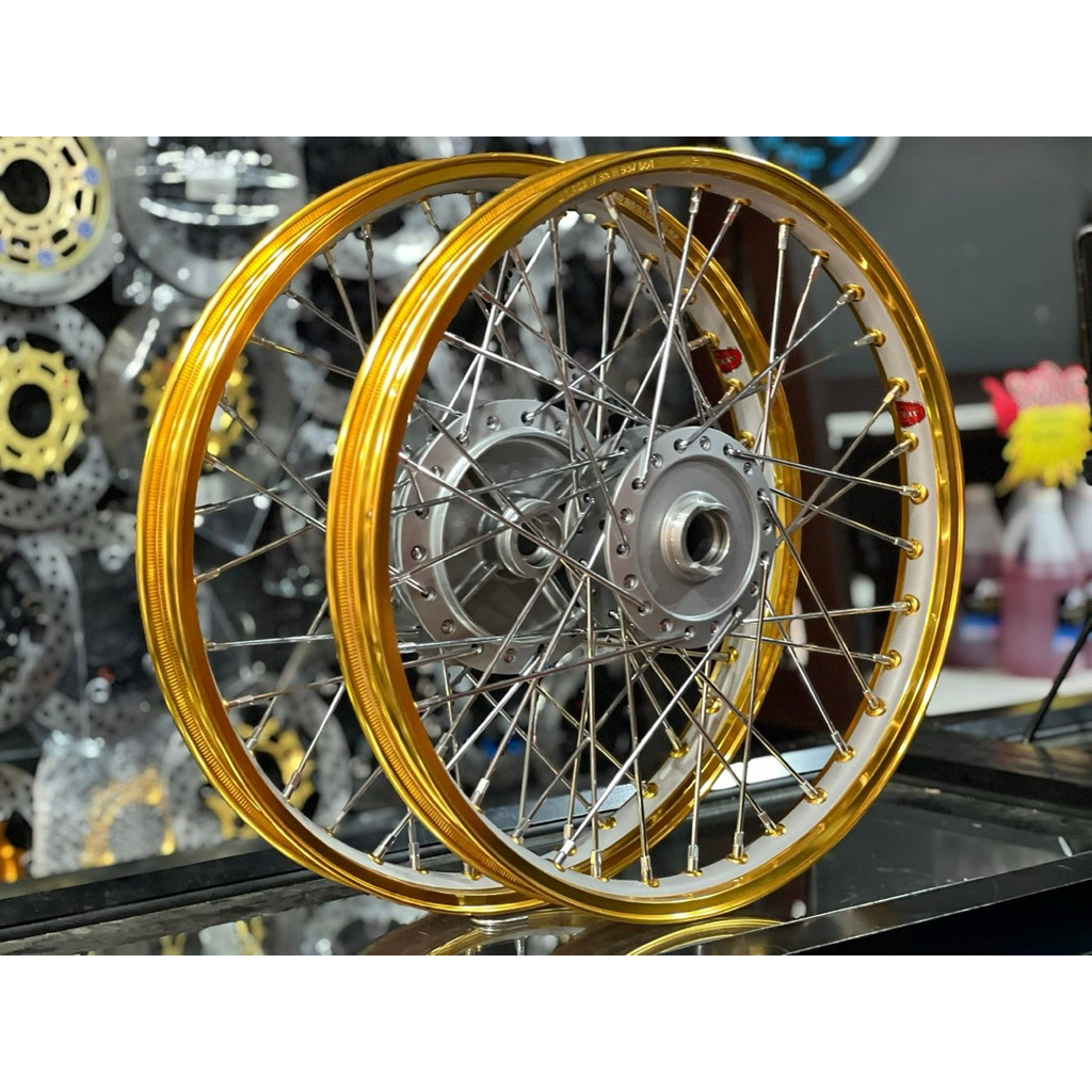 ชุดล้อพร้อมประกอบAKRONTขอบจิกยกขอบงานเลเซอร์ขอบ ดุมยาซากิ-ดุมแท้-ซี่รวดGUSO ล้อเจาะตายิงทรายกลาง (ขน