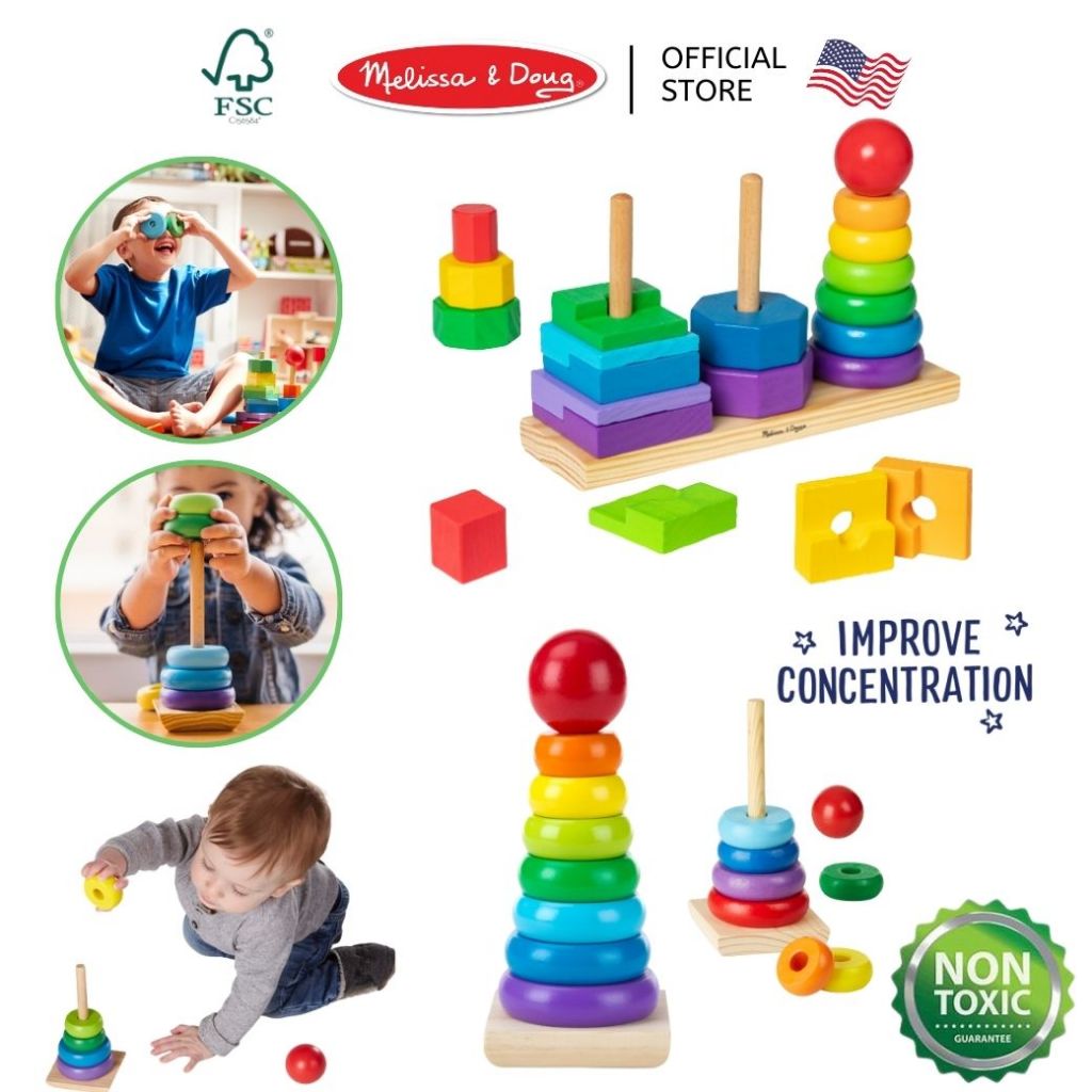 (ของแท้ USA) ของเล่นมอนเตสเซอรี่ หอคอยสีรุ้ง Rainbow Stacker Melissa Doug Montessori ของเล่นเด็ก 567