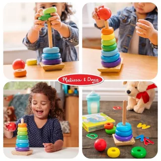 (ของแท้ USA) ของเล่นไม้เรียงซ้อน หอคอยสีรุ้ง หลากสี ชิ้นใหญ่ Rainbow Stacker Melissa Doug Montessori ของเล่นเด็ก
