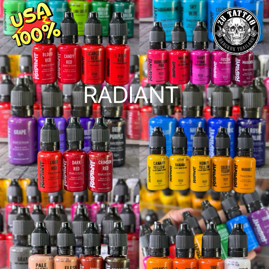 ✈️มีส่งด่วนใน1วัน สีสัก Radiant ขนาด 1/2ออนซ์ 🔥เฉดเข้าเพิ่มใหม่🔥นำเข้า usa. แท้ 10000% หมึกสัก