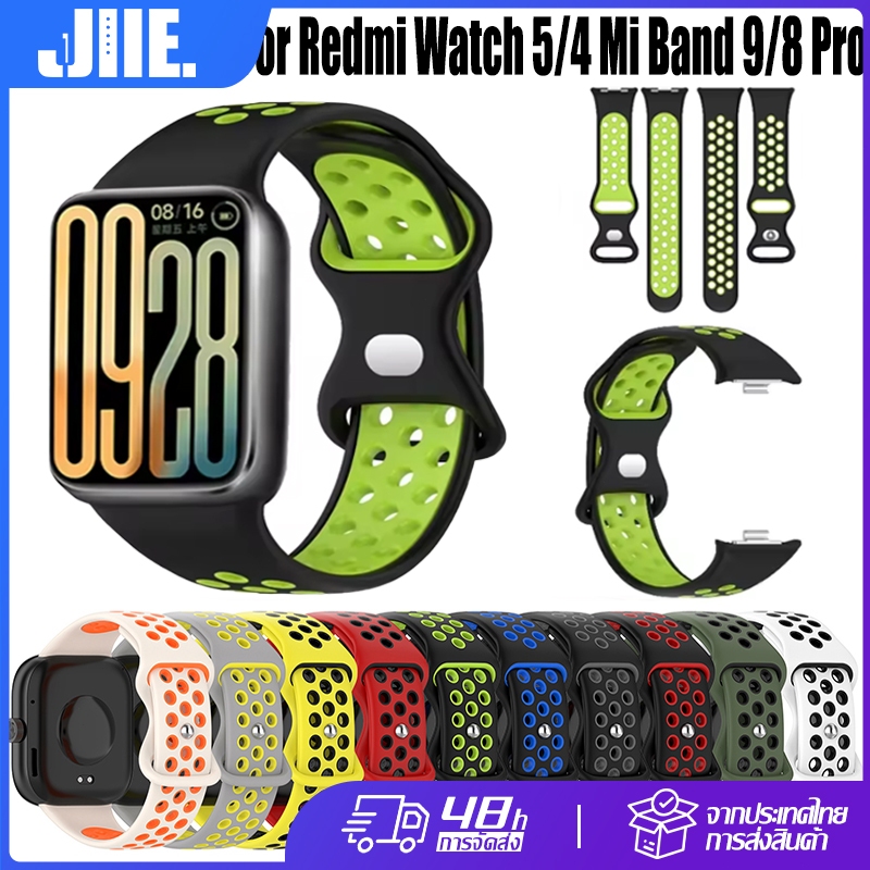 สายซิลิโคนสําหรับ Redmi Watch 5/นาฬิกา 4 สายรัดข้อมือสําหรับ xiaomi Mi Band 9 Pro/8 Pro สร้อยข้อมือระบายอากาศ