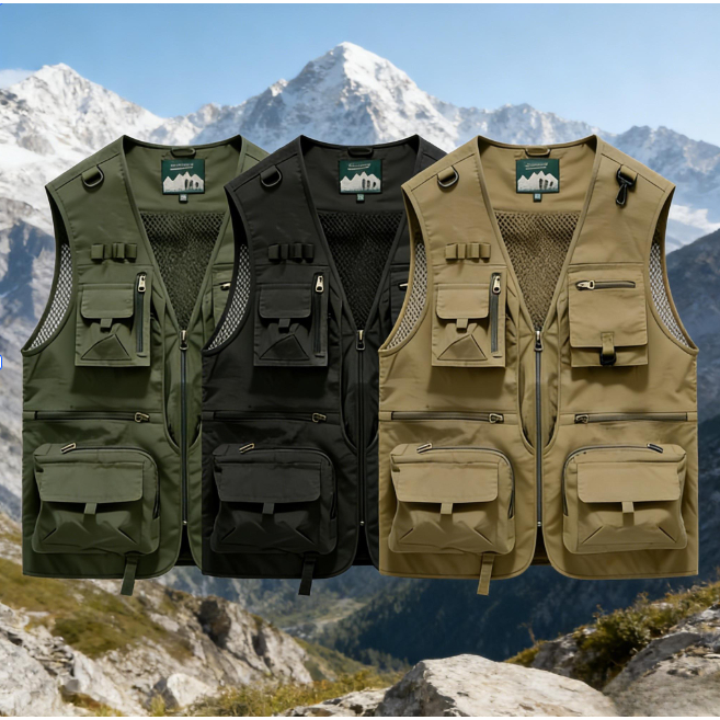 เสื้อกล้ามแขนกุด ซิปหน้า ระบายอากาศดี สำหรับเดินป่า ตั้งแคมป์ กลางแจ้ง ชายหญิง  สินค้าพร้อมส่ง