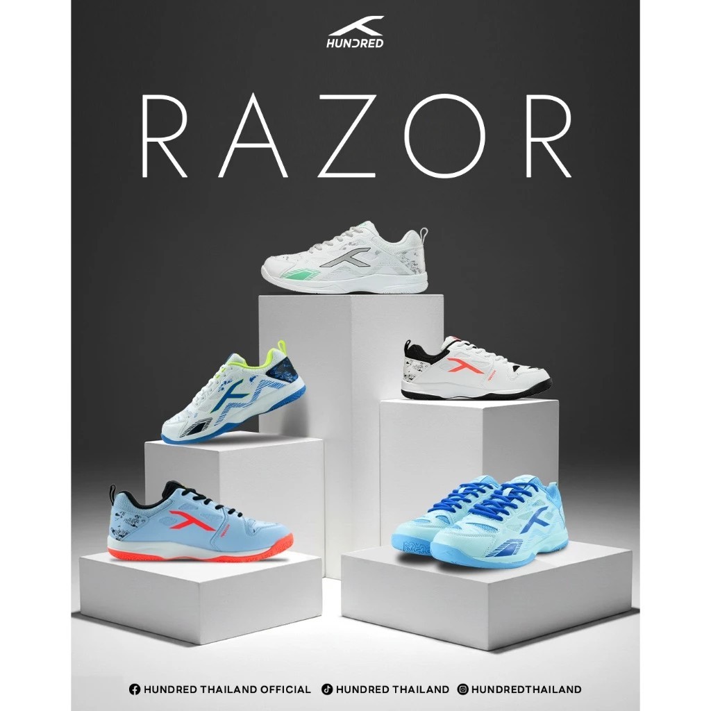 รองเท้าแบดมินตัน รองเท้ากีฬา HUNDRED รุ่น RAZOR HBFS-5M077