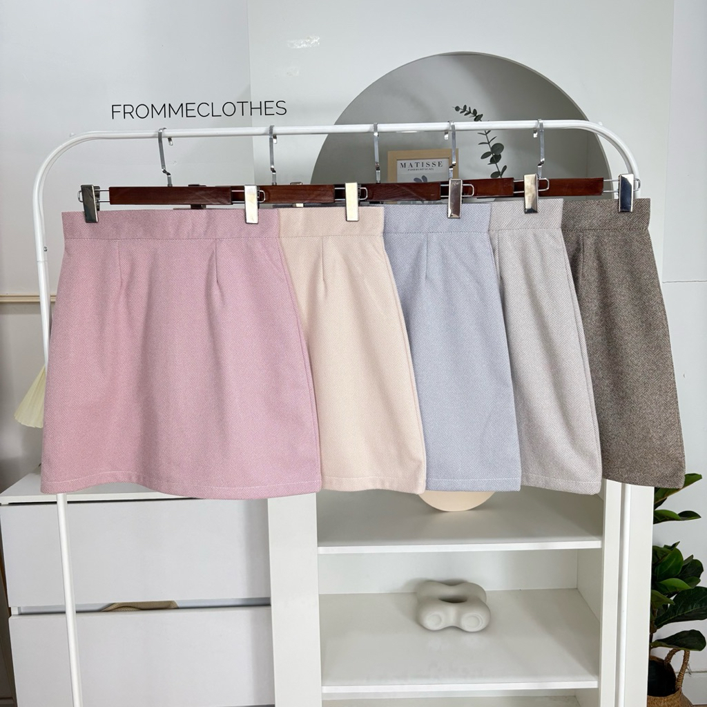 กระโปรงทรงเอผ้าวูลเนื้อผ้านุ่มXS-5XL